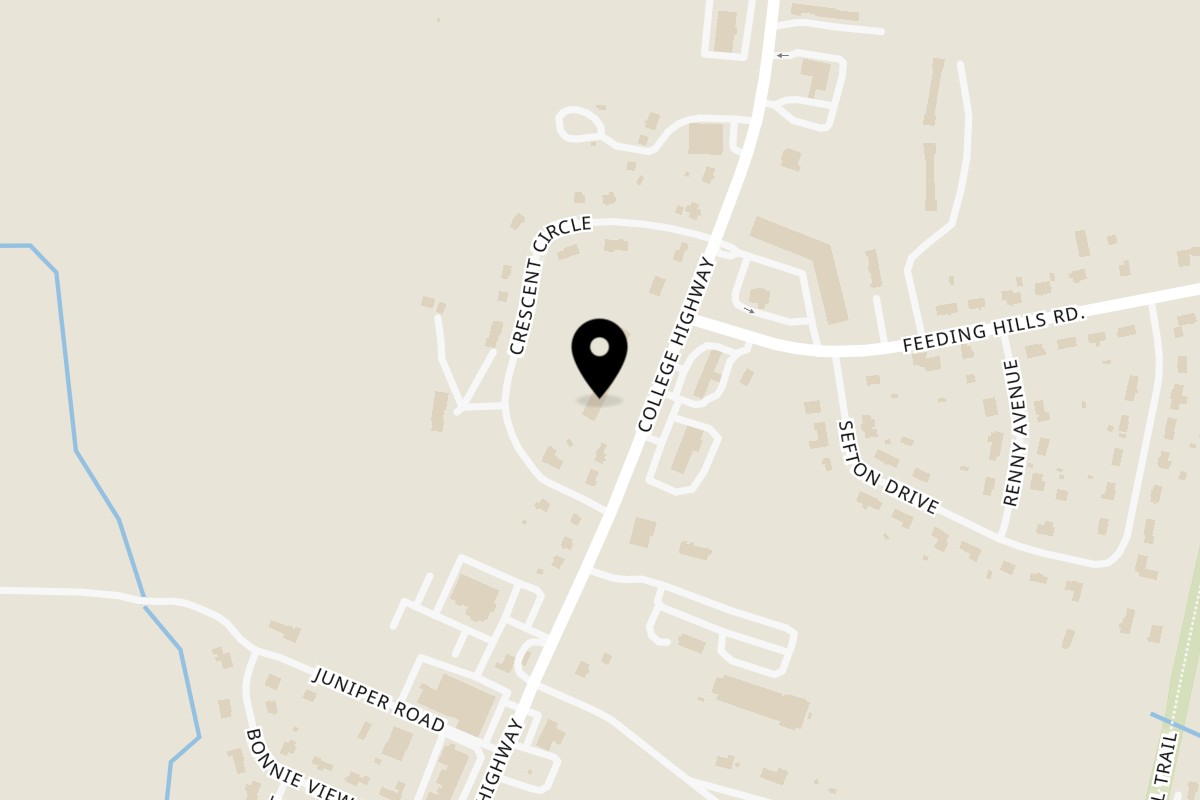 Map showing the location of Fancy Bagels Southwick on 587 College Hwy in Southwick